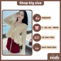 [BIGSIZE 60-100KG] Áo bigsize thiết kế tay dài loe cổ tim voan Quảng Châu