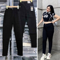 (Bigsize 60-98kg) Quần Jeans Co Giản Mạnh. Đủ Hai Màu Hot Đen Tuyền/ Xám Chuột. Lưng Cao. Che Khuyết Điểm.
