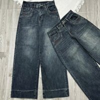 [BIGSIZE 85KG] 3202 Quần Jean Nữ Dáng Suông Nấm Tạo Kiểu Thêu ABC, quần bò nữ ống suông rộng 9 tấc