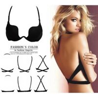 BIGSIZE Áo Lót Ngực Chữ U Phối Đồ Hở Lưng, Áo sâu cổ - Đen,3885D