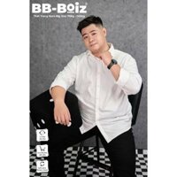 [BigSize] Áo Sơ Mi Nam Tay Dài Trơn BB-Boiz Chất Vải Lụa Màu Trắng Fom BigSize 70 - 140Kg - Mã 001