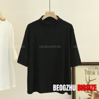 Bigsize Áo Thun Nữ Kiểu Tay Ngắn Trơn Form Rộng Cổ 3 Phân Màu Đen Mùa Hè