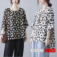 BIGSIZE Áo Thun Nữ Trung Niên Voan Tay Lỡ Cổ Tròn Hoa Nhí Form Rộng Mùa Hè ，Áo Trung Niên Cho Mẹ Kiểu Thanh Lịch Sang Trọng