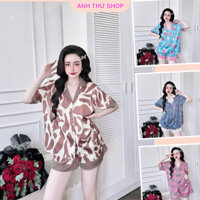 (BIGSIZE) Đồ Bộ Đùi Nữ Mặc Nhà Pijama Tay Ngắn Chất Lụa Latin Mềm Mịn Từ 50-75kg-AT Shop