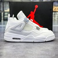 [Bigsize] Giày thể thao jordan4 bản đẹp màu full trắng độn đế giày bóng rổ tăng chiều cao size 44 45 46