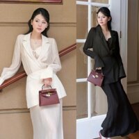 BIGSIZE HIẾU HIẾU (55-95KG) - Set thời trang nữ thiết kế sang chảnh dự tiệc Áo vest dài + Bra + Chân váy dáng dài S500