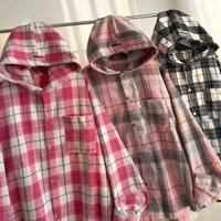 BIGSIZE -Khoác Ngoài Flannel Caro nữ và nam dài tay Caro Có Nón Form Rộng Chất Vải Dạ CAO CẤP