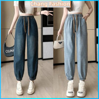 [BIGSIZE] Quần Bò Giấy Baggy Vải Mềm Bo Chun Gấu Cho Nữ QJ048