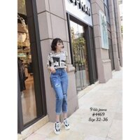 [Bigsize] Quần Jean Nữ 9 Tấc Hàng Co Giãn Mẫu Rách Tua Lai Từ 60-85kg Mã 4469