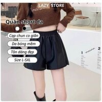 BIGSIZE Quần Short nữ da cỡ lớn cạp chun co giãn ống rộng thoải mái LazyStore S3