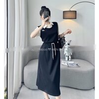 (Bigsize) Set áo thun phối cổ sơ mi chân váy thun dài (60-90kg)