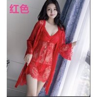 Bigsize sét ngủ sexy gồm váy và áo choàng y hình , ren mềm mượt Shop đảm bảo (dưới 70kg và 70-110kg)