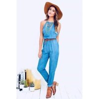 [bigsize]Jumsuit (áo liên quần) denim giả jean cá tính