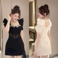 BIGSIZETIX Đầm dự tiệc tiểu thư cúp ngực thiết kế cut eo đính dây đá sang chảnh 50-90kg