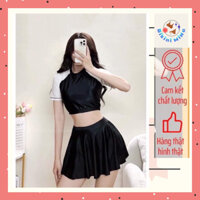 BIKIBI, ĐỒ BƠI NỮ SET 2 MẢNH TAY NGẮN VÁY XOÈ ĐỒ BƠI HỌC SINH MINA-M069