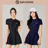 Bikini 1 mảnh basic Sao Ocean, đồ bơi nữ dạng váy nhiều cỡ, đồ đi biển có đệm mút- BFN94