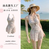 Bikini 1 mảnh họa tiết hoa _ đồ bơi nữ buộc dây, áo tắm đi biển cao cấp