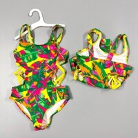 Bikini 1 mảnh khoét hở eo khỏe khắn, sắc màu nổi bật xanh vàng đỏ, 2 quai bản to