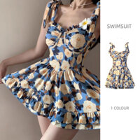 Bikini 1 mảnh liền thân đồ bơi nữ dạng váy 2 dây cúp ngực  họa tiết hoa vintage che khuyết điểm 9422 DK5T4