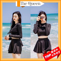 Bikini 2 mảnh Đồ bơi nữ kín đáo Áo Tắm đi biển tay dài váy xinh xắnThe Queen Bikini 056