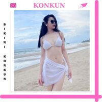 Bikini 2 mảnh kèm khăn basic KONKUN MS26-TRẤNG