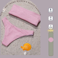 Bikini 2 mảnh màu HỒNG pastel, áo tắm quây ngực (Mini Bikini) BH25