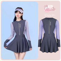 Bikini 2 mảnh Set 2 chi tiết áo dài tay dáng váy kèm quần dài chống nắng đồ lặn thể thao ôm body cho nữ 064 B-8.1