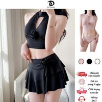 Bikini 3 mảnh Tuvada họa tiết hoa trà, đồ bơi nữ basic dễ mặc, áo tắm đi biển cao cấp - BBH150