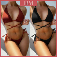 Bikini áo tắm hai mảnh sexy tam giác full màu chất gân co giãn quảng châu cao cấp