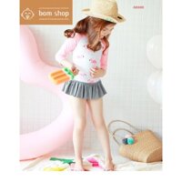 BIKINI BÉ GÁI ,bộ đồ bơi bé gái áo dài tay đi kèm chân váy ,chất liệu LYCRA Hàn Quốc Cao Cấp size đại cho bé từ 10-40 kg