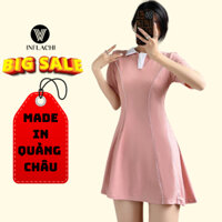 Bikini bigsize cho nữ INFLACHI đi biển dạng váy oversize cổ bẻ polo váy chữ A che bụng che khuyết điểm 6803 B-24.1