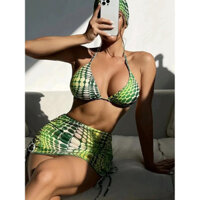 Bikini chấm bi châu Âu và Mỹ cho phụ nữ, bộ đồ bơi cỡ lớn mới, bộ bikini in ba mảnh