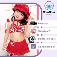 Bikini cho bé gái Set đồ bơi 3 mảnh màu đỏ siêu xinh cho bé từ sơ sinh - 25kg