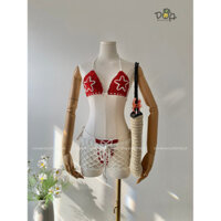 Bikini đan móc 3 mảnh quần đùi lưới xinh / DỨA BIKINI & SPORTWEAR