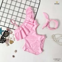 Bikini dây lệch khoét eo bé gái 2022