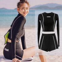 Bikini đi biển Đùi bộ Đồ Bơi Nữ Dài Tay chống nắng 2 mảnh kín đáo bơi cạp cao giảm béo gợi cảm phù hợp với nhiều cảnh