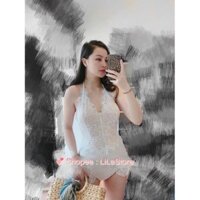 Bikini đi biển ren trắng sang xịn - TẶNG HOA CÀi ་