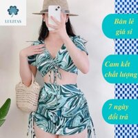 Bikini, Đồ Bơi Đi Biển Hai Mảnh Áo Rút Ngực Quần Rút Dây Hai Bên Hông Dễ Thương LULITAS HM-103