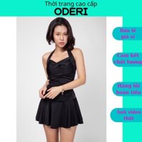 Bikini, Đồ Bơi Đi Biển Một Mảnh Liền Thân Cột Dây Cổ Váy Xòe KG0730 ODERI- ĐEN Đẹp