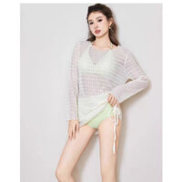 Bikini đồ bơi Đi Biển Nữ 3 mảnh Gợi Cảm áo 2 dây kèm áo lưới dài tay che nắng kín đáo Thời Trang Hè 7059 A-8.3