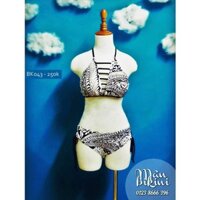 Bikini, đồ bơi nữ 2 mảnh họa tiết, có dây buộc điều chỉnh size