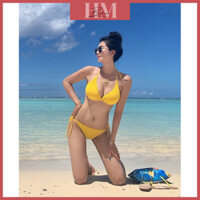 Bikini Đồ Bơi Nữ 2 Mảnh Tam Giác Màu Vàng Basíc