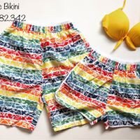 Bikini Đồ Đôi Cầu Vồng Nhỏ Nơ Ngực Vàng Đẹp Nhất