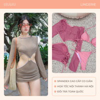Bikini Đồ Tắm 3 Mảnh Đồ Bơi 3 Mảnh Sexy Set Bikini Đi Biển Áo Choàng Lưới Rời Leuleu Lingerie