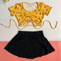 Bikini hai mảnh dạng váy, Đồ bơi nữ chất thun lạnh dày dặn
