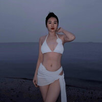 Bikini hai mảnh đính hoa và khăn voan mỏng siêu xinh có bán rời