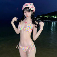 Bikini Hoa Nhỏ Dễ Thương Hoa Nguyên Chất Desire Bãi Biển Vú Nhỏ bikini Đồ Bơi Ba Điểm Hai Mảnh Phù Hợp Với