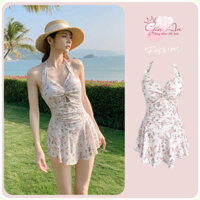 Bikini họa tiết hoa Tuvada áo tắm đi biển cao cấp xòe kín đáo 1 mảnh liền thân dễ thương đồ bơi nữ buộc dây 8407 B-23