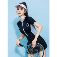 [Bikini kín đáo 2024] Đồ bơi nữ học sinh 002 đi biển 1 mảnh FORM SHORT kín đáo màu đen sang chảnh CÓ QUẦN BƠI