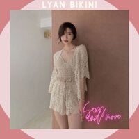 Bikini len móc Quảng Châu, đồ bơi nữ 3 chi tiết kín đáo cao cấp đi biển LYAN BIKINI B21